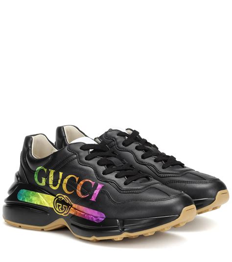 gucci supreme printed shoes black|Gucci rhyton sneakers men's.